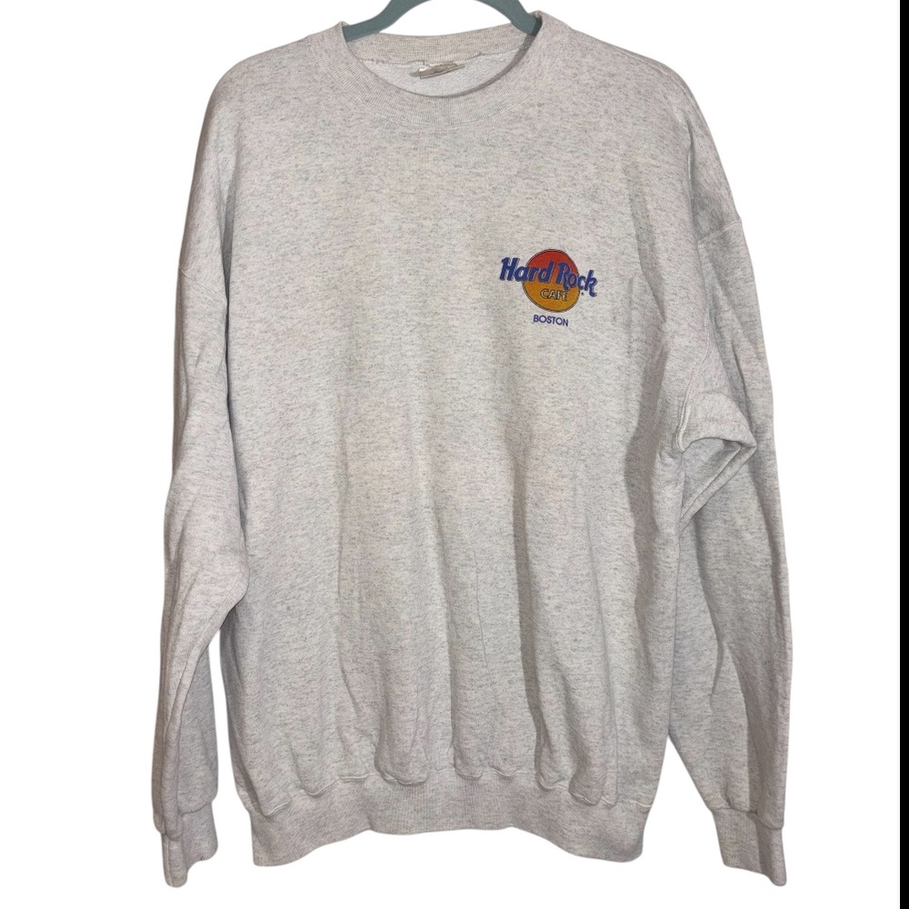 Vintage Hard Rock Cafe Sweatshirt Boston All is One Screen Print Gray Size XL